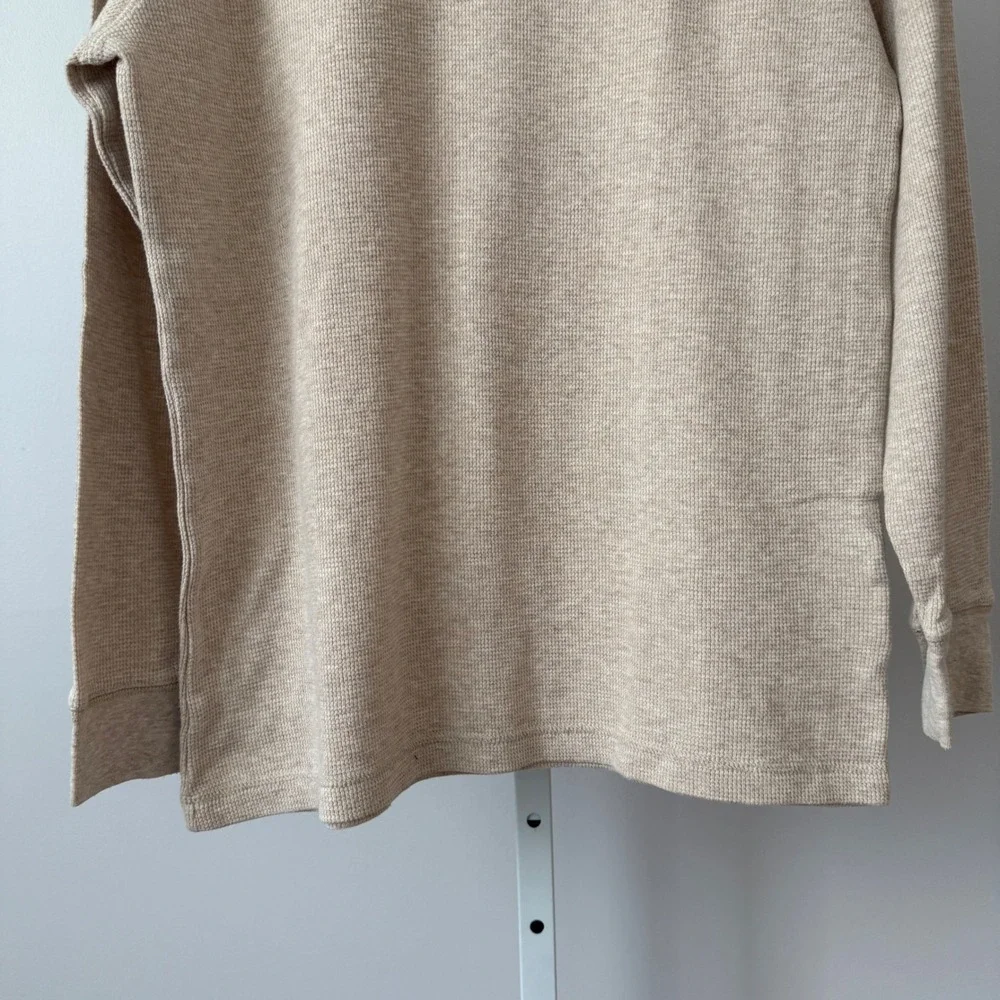 STRUCTURE sz M Mens Long Sleeve Thermal‎ Knit Slim Fit Shirt Beige Casual